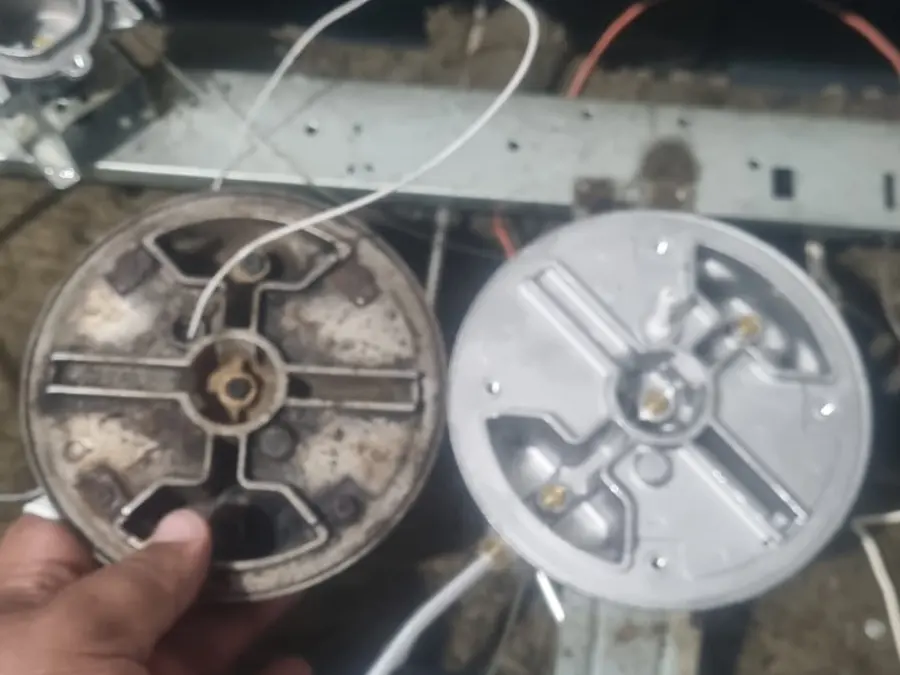 Queimadores de fogão antes e depois da limpeza