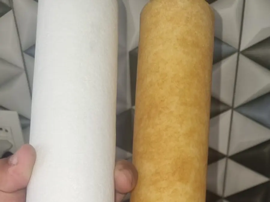 Troca de refil: filtro novo e filtro usado